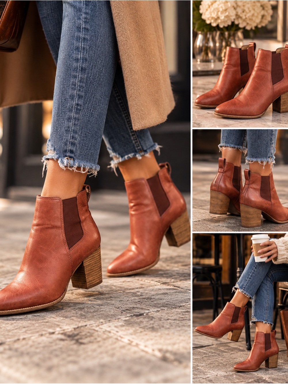 Madewell Brick Red Leather Chelsea Booties